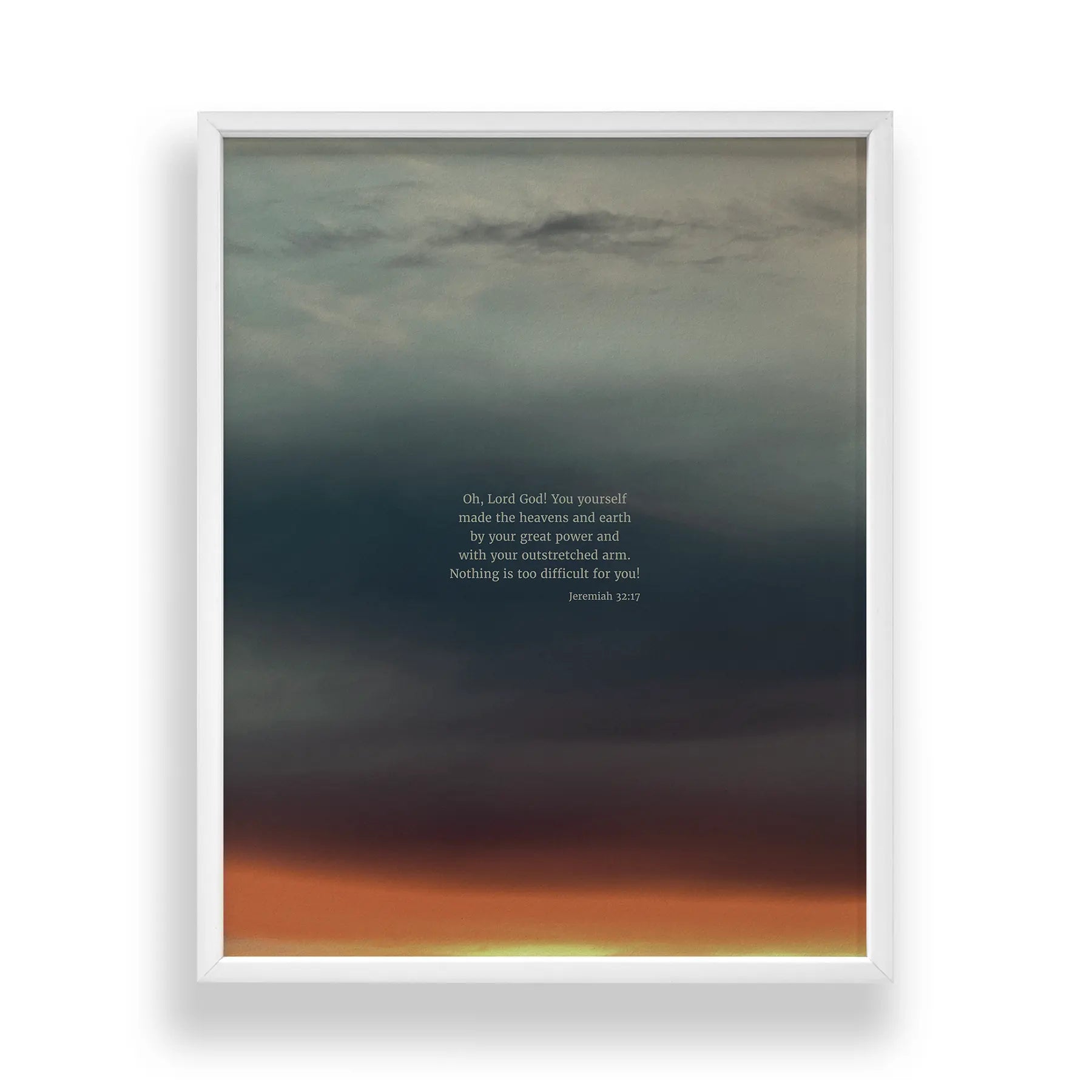 Jeremiah 32:17 CSB - Heaven & Nature Co. Scripture Print - Standard 11x14 Frame Mockup
