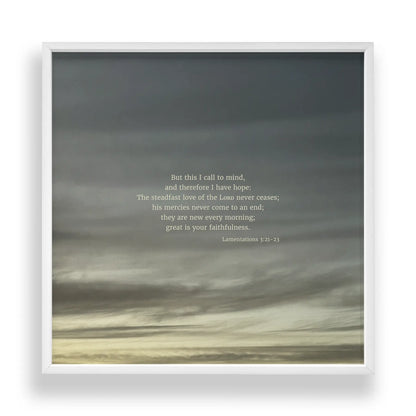 Lamentations 3:21-23 ESV - Heaven & Nature Co. Scripture Print - Standard 10x10 Frame Mockup