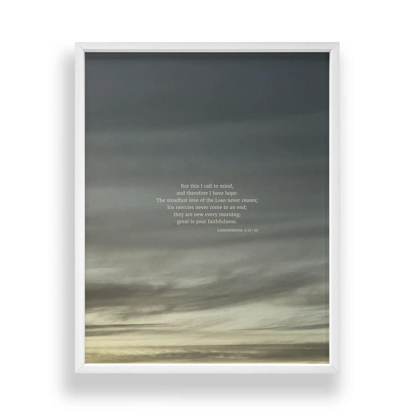 Lamentations 3:21-23 ESV - Heaven & Nature Co. Scripture Print - Standard 11x14 Frame Mockup