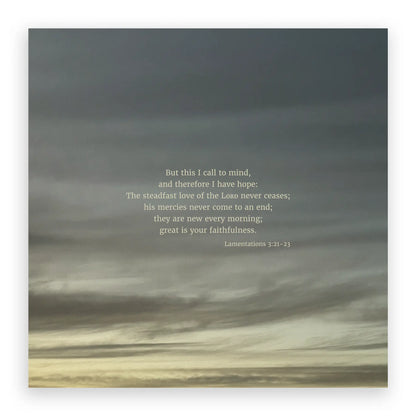 Lamentations 3:21-23 ESV - Heaven & Nature Co. Scripture Print - 10x10 No Frame