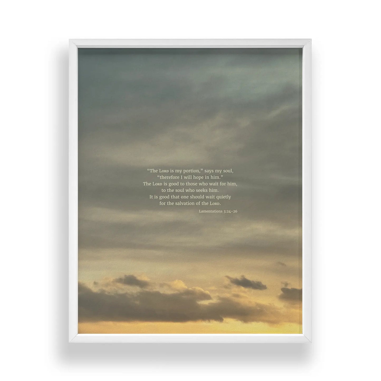 Lamentations 3:24-26 ESV - Heaven & Nature Co. Scripture Print - Standard 11x14 Frame Mockup