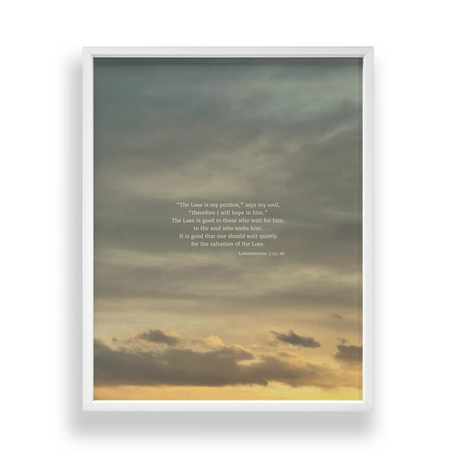 Lamentations 3:24-26 ESV - Heaven & Nature Co. Scripture Print - Standard 11x14 Frame Mockup