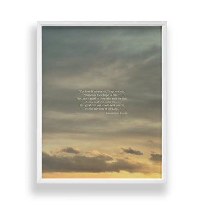 Lamentations 3:24-26 ESV - Heaven & Nature Co. Scripture Print - Standard 11x14 Frame Mockup