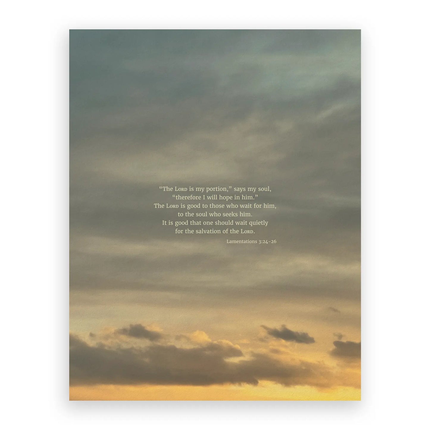 Lamentations 3:24-26 ESV - Heaven & Nature Co. Scripture Print - 11x14 No Frame