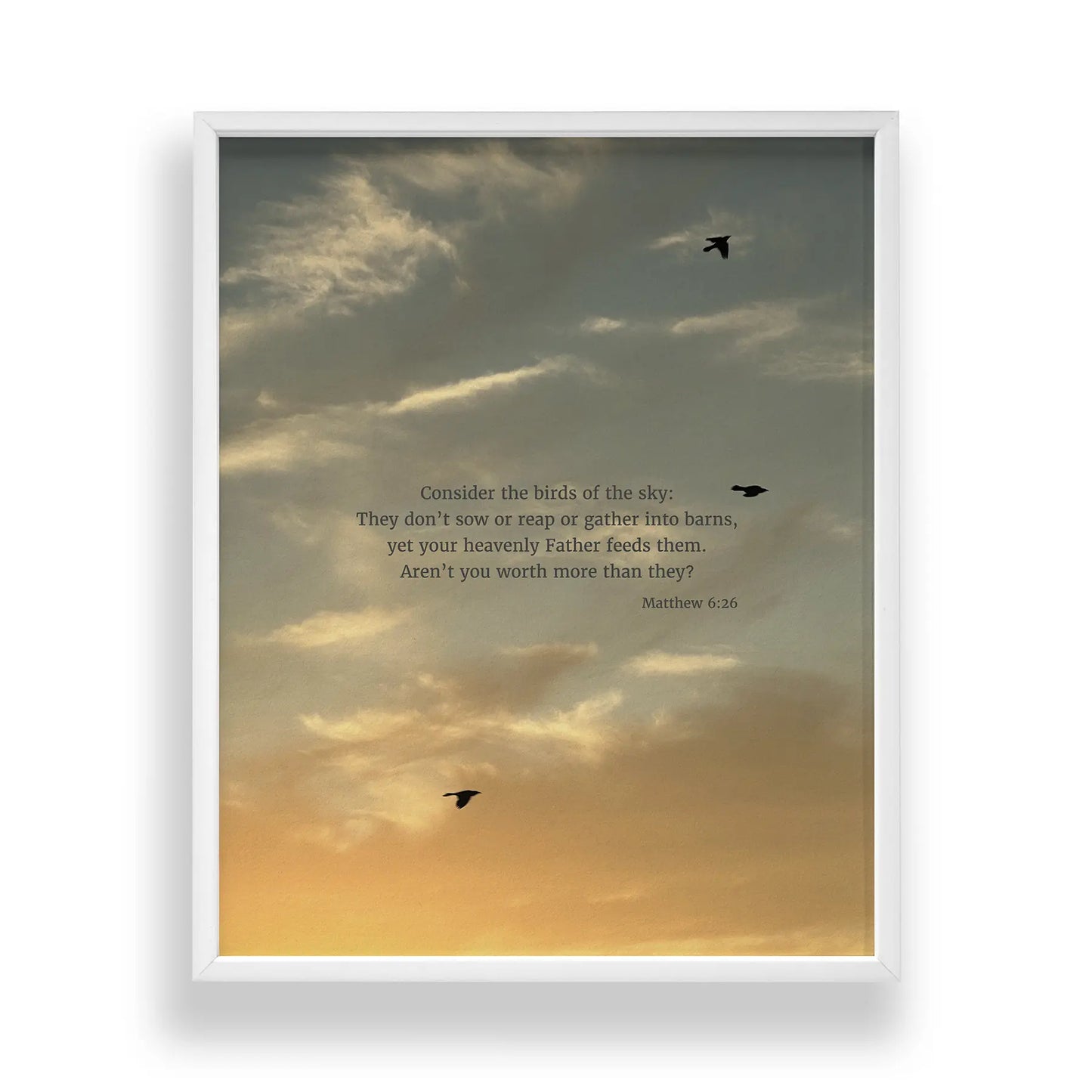 Matthew 6:26 CSB - Heaven & Nature Co. Scripture Print - Main Frame Mockup