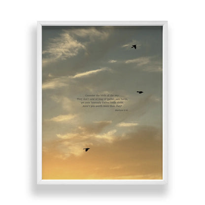 Matthew 6:26 CSB - Heaven & Nature Co. Scripture Print - Standard 11x14 Frame Mockup