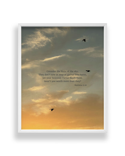 Matthew 6:26 CSB - Heaven & Nature Co. Scripture Print - Standard 8x10 Frame Mockup