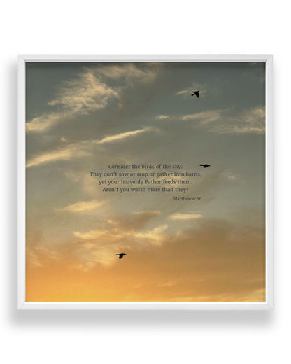 Matthew 6:26 CSB - Heaven & Nature Co. Scripture Print - Standard 10x10 Frame Mockup