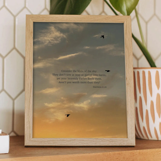 Matthew 6:26 CSB - Heaven & Nature Co. Scripture Print - Lifestyle