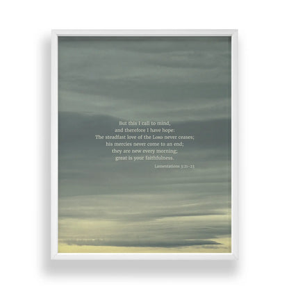 Lamentations 3:21-23 ESV - Heaven & Nature Co. Scripture Print - Standard 8x10 Frame Mockup - Life-Giving Pages Version