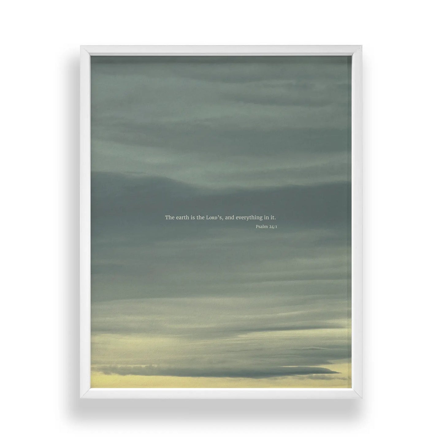 Psalm 24:1 NIV - Heaven & Nature Co. Scripture Print - Standard 11x14 Frame Mockup