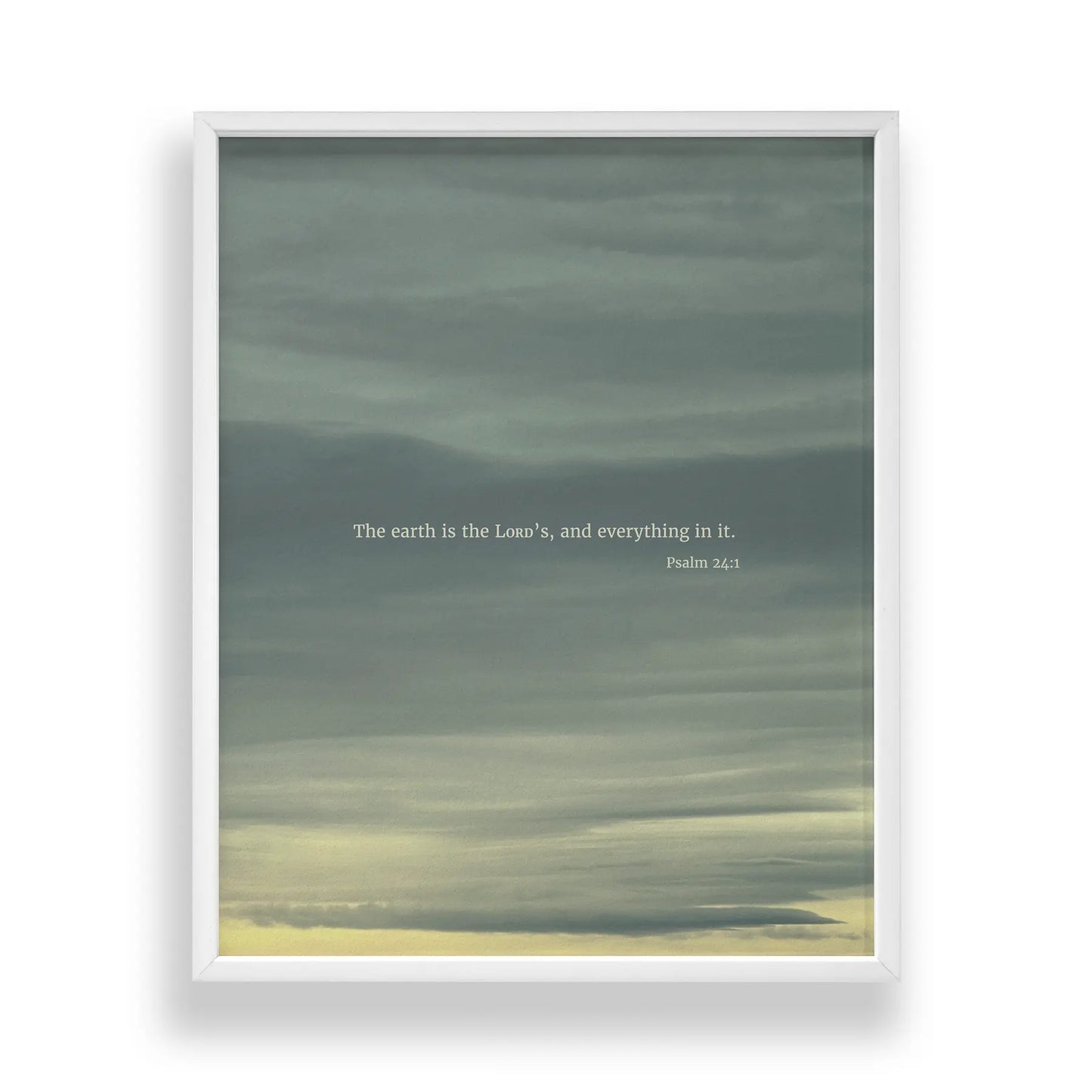 Psalm 24:1 NIV - Heaven & Nature Co. Scripture Print - Standard 8x10 Frame Mockup