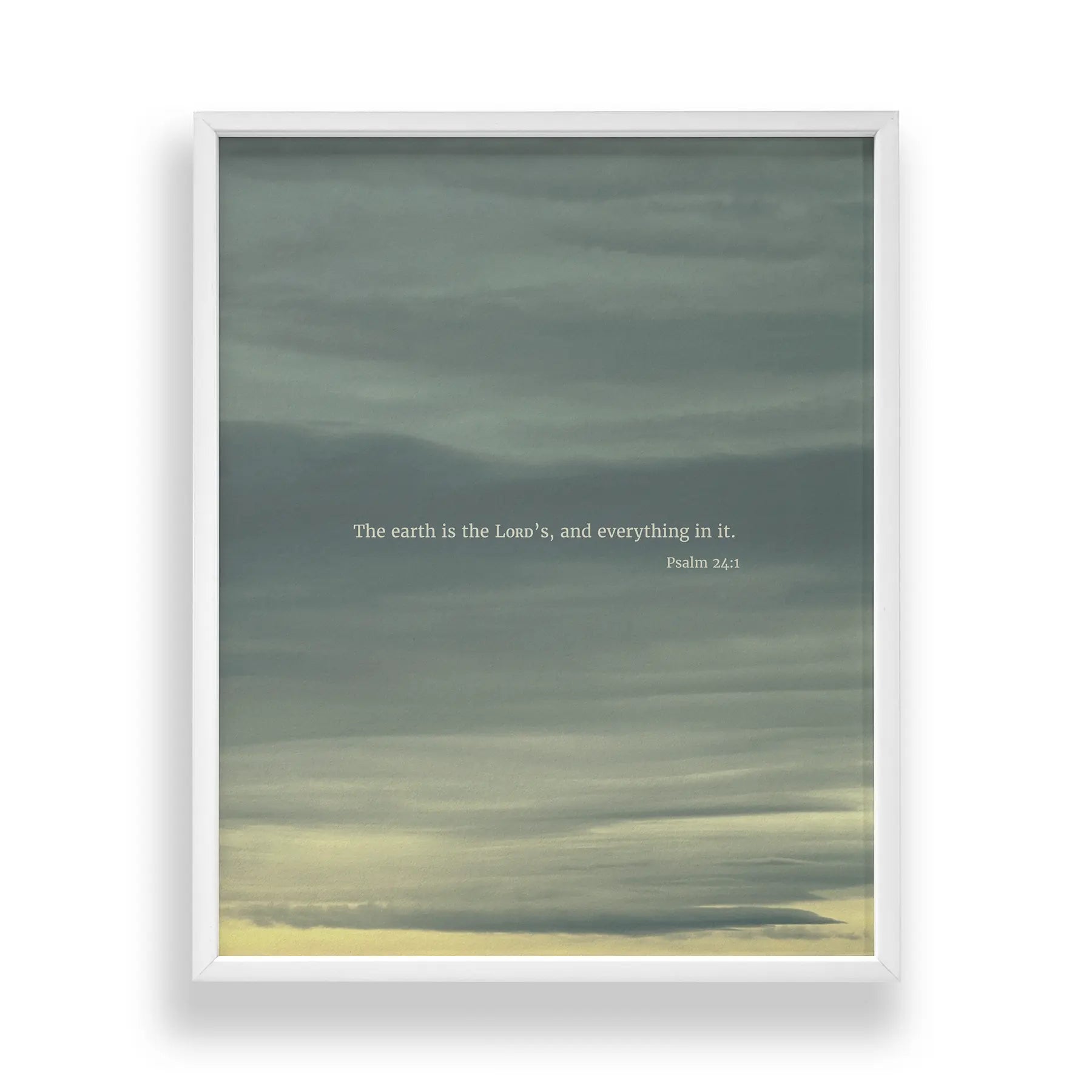 Psalm 24:1 NIV - Heaven & Nature Co. Scripture Print - Standard 8x10 Frame Mockup