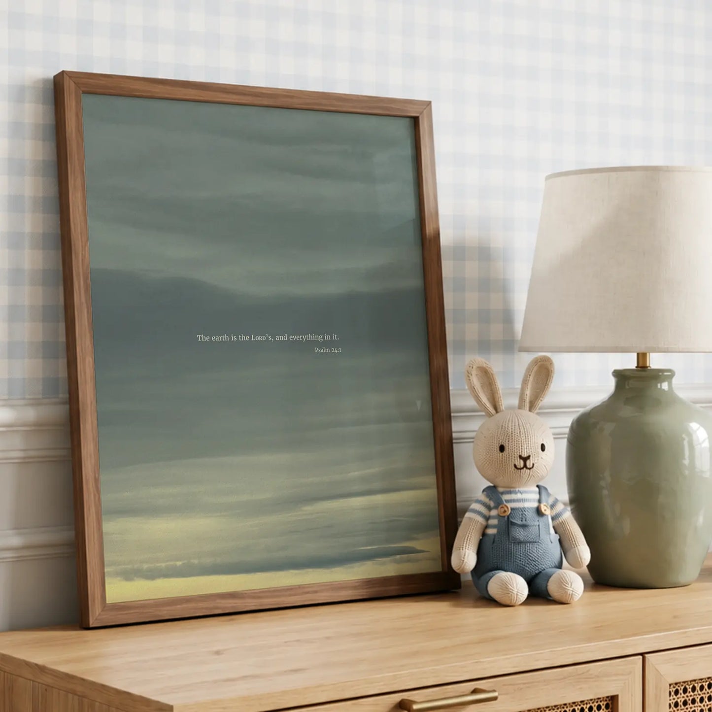 Psalm 24:1 NIV - Heaven & Nature Co. Scripture Print - Lifestyle