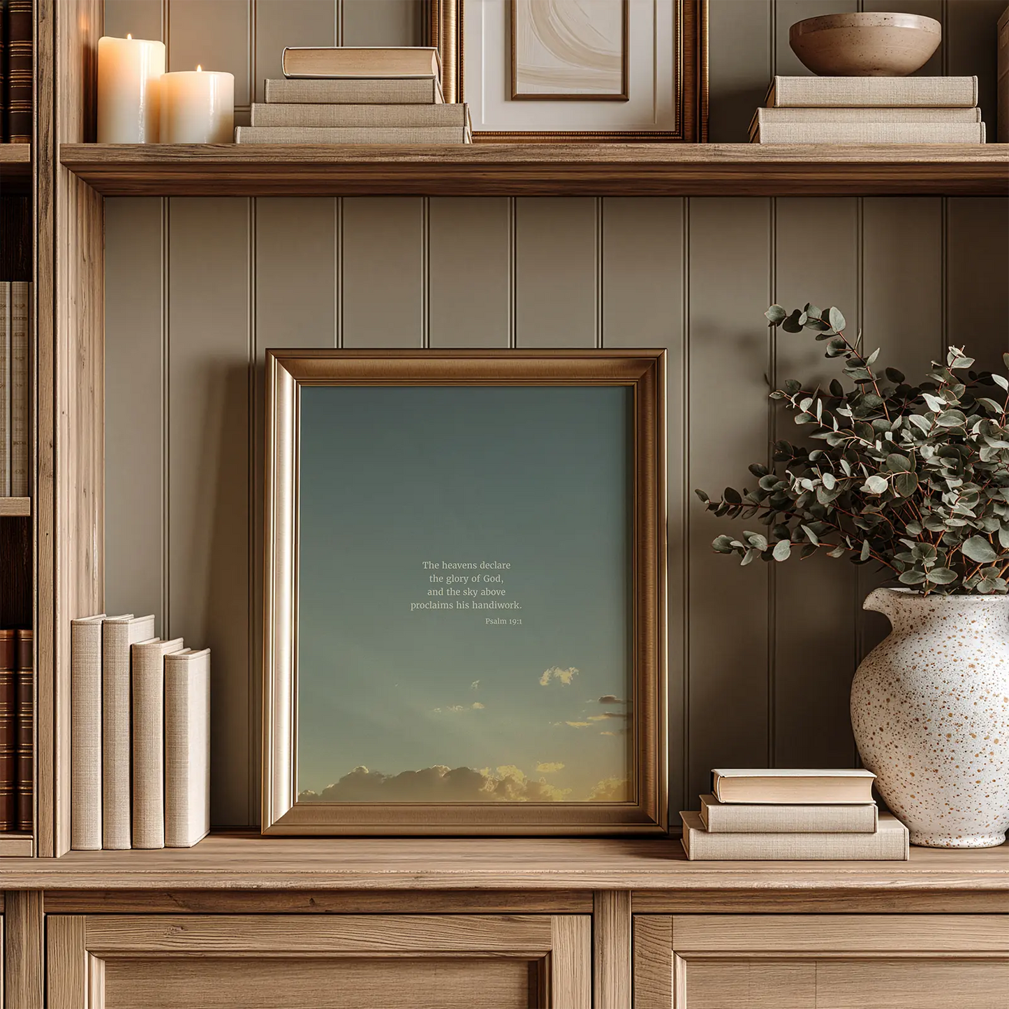 Psalm 19:1 ESV - Heaven & Nature Co. Scripture Print - Lifestyle