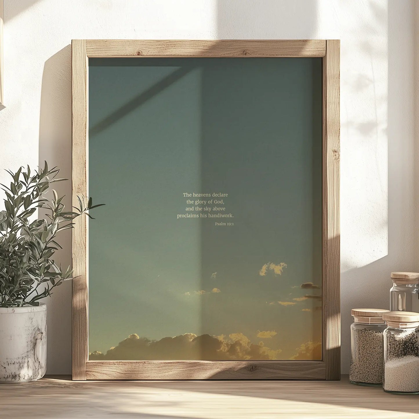 Psalm 19:1 ESV - Heaven & Nature Co. Scripture Print - Lifestyle