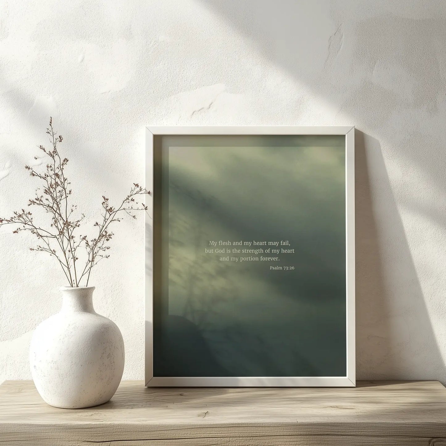 Psalm 73:26 ESV - Heaven & Nature Co. Scripture Print - Lifestyle