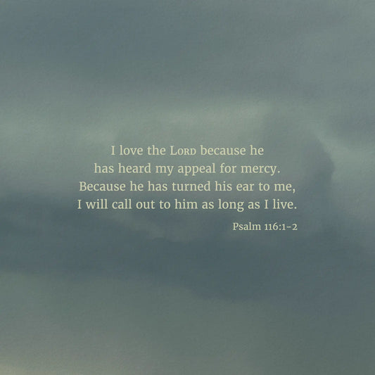 Psalm 116:1-2 CSB - Heaven & Nature Co. Scripture Print - Close Up