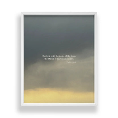 Psalm 124:8 CSB - Heaven & Nature Co. Scripture Print - Main Frame Mockup