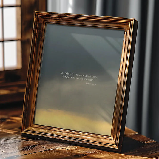 Psalm 124:8 CSB - Heaven & Nature Co. Scripture Print - Lifestyle