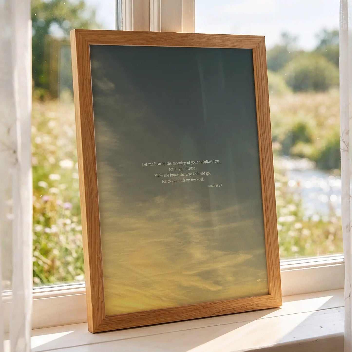 Psalm 143:8 ESV - Heaven & Nature Co. Scripture Print - Lifestyle