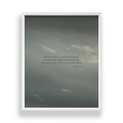 Psalm 91:4 CSB - Heaven & Nature Co. Scripture Print - Main Frame Mockup