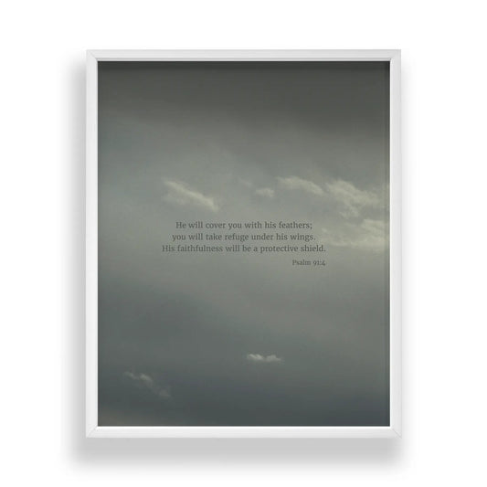 Psalm 91:4 CSB - Heaven & Nature Co. Scripture Print - Main Frame Mockup