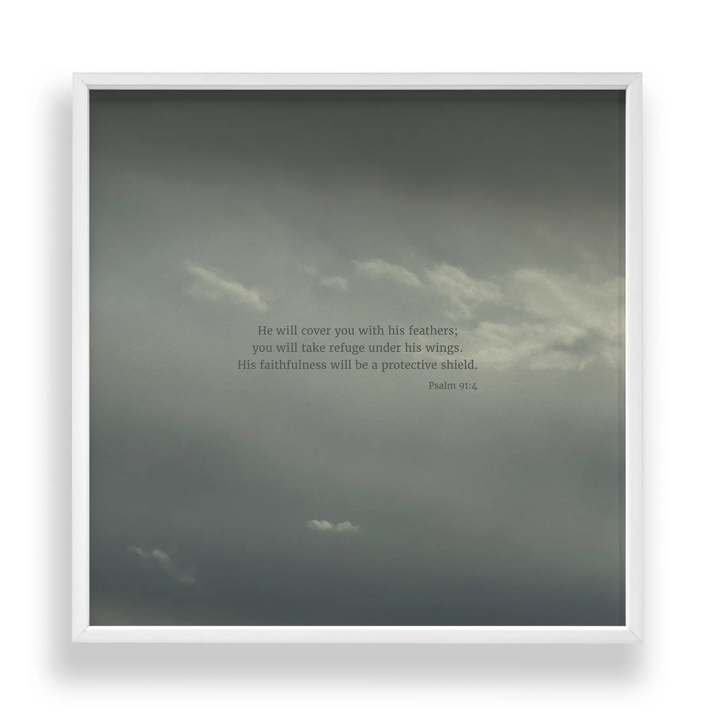 Psalm 91:4 CSB - Heaven & Nature Co. Scripture Print - Standard 10x10 Frame Mockup