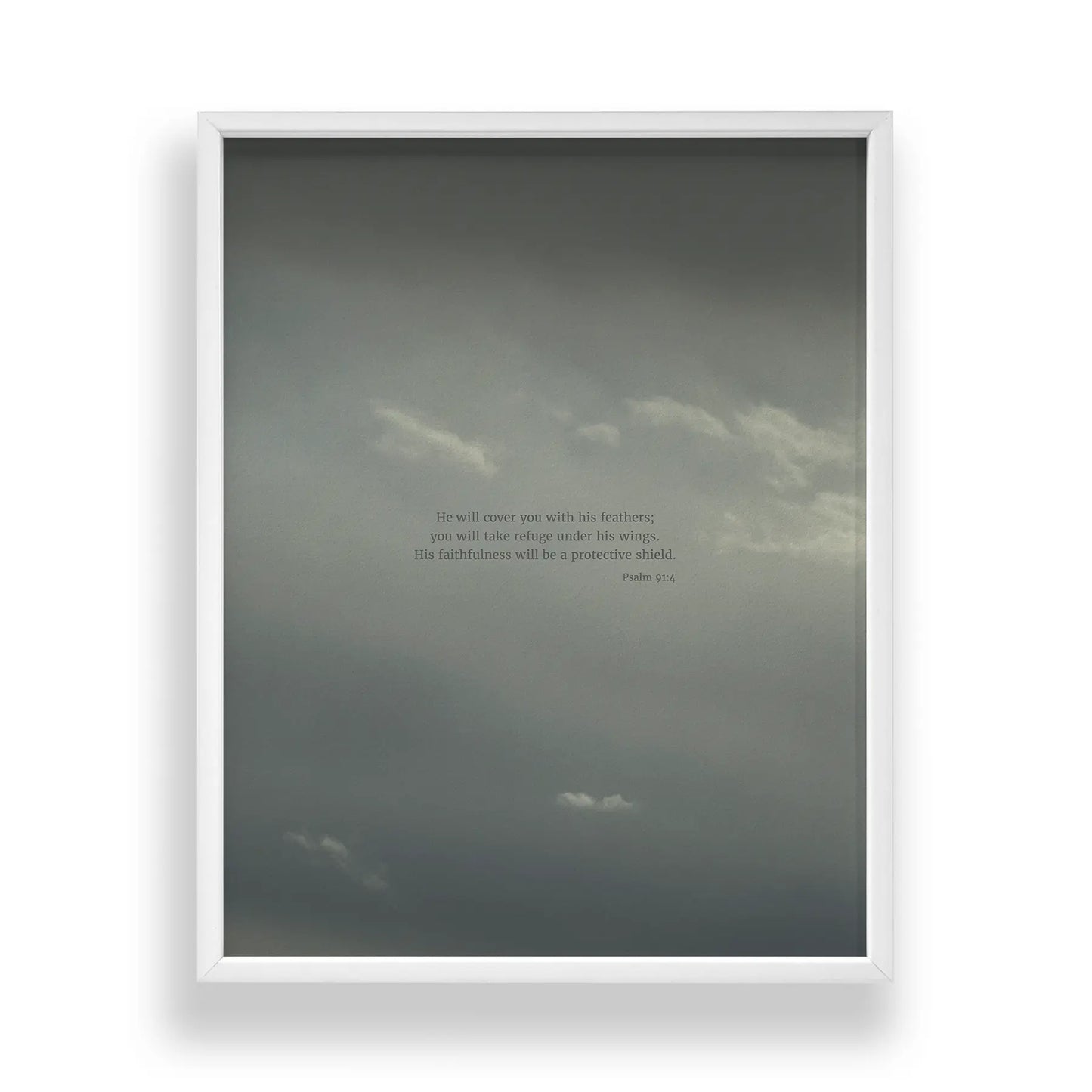 Psalm 91:4 CSB - Heaven & Nature Co. Scripture Print - Standard 11x14 Frame Mockup