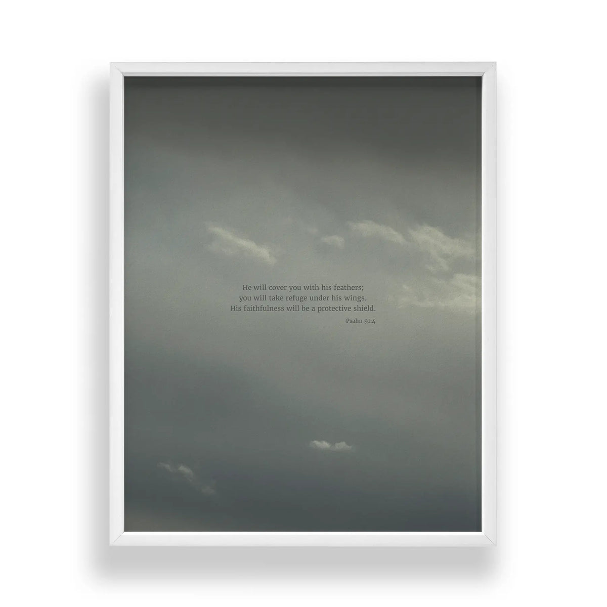 Psalm 91:4 CSB - Heaven & Nature Co. Scripture Print - Standard 11x14 Frame Mockup