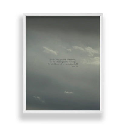 Psalm 91:4 CSB - Heaven & Nature Co. Scripture Print - Standard 11x14 Frame Mockup