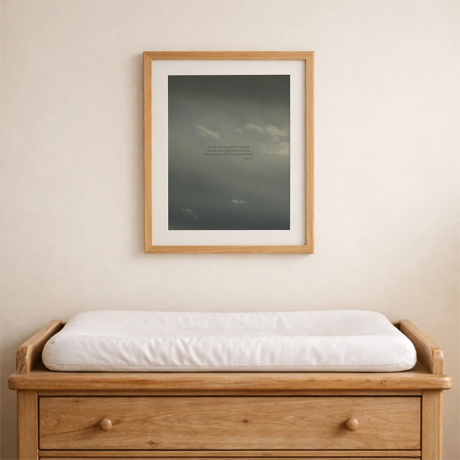 Psalm 91:4 CSB - Heaven & Nature Co. Scripture Print - Lifestyle