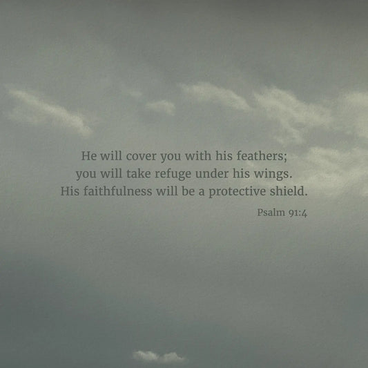 Psalm 91:4 CSB - Heaven & Nature Co. Scripture Print - Close Up