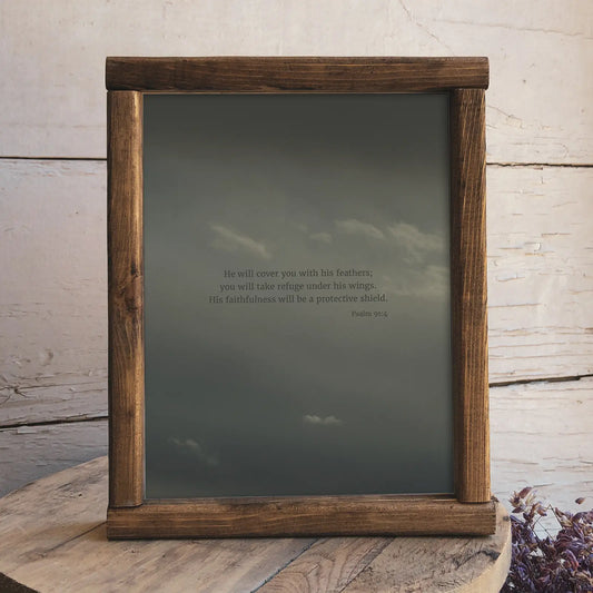 Psalm 91:4 CSB - Heaven & Nature Co. Scripture Print - Lifestyle