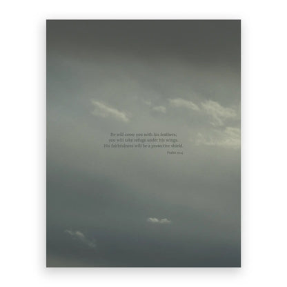 Psalm 91:4 CSB - Heaven & Nature Co. Scripture Print - 11x14 No Frame