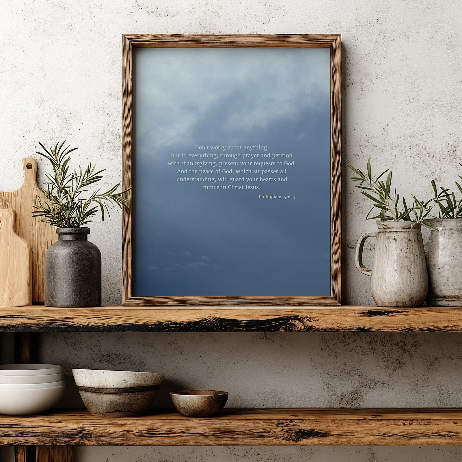 Philippians 4:6-7 CSB - Heaven & Nature Co. Scripture Print - Lifestyle