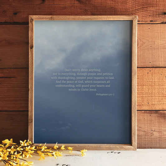 Philippians 4:6-7 CSB - Heaven & Nature Co. Scripture Print - Lifestyle