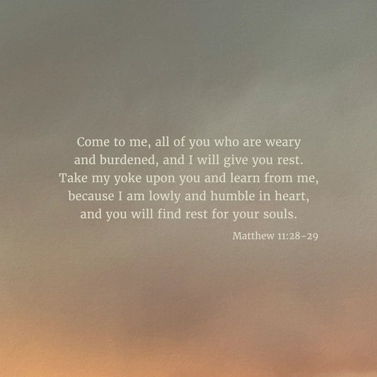 Matthew 11:28-29 CSB - Heaven & Nature Co. Scripture Print - Close Up