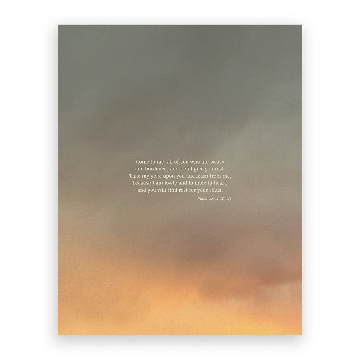 Matthew 11:28-29 CSB - Heaven & Nature Co. Scripture Print - 11x14 No Frame
