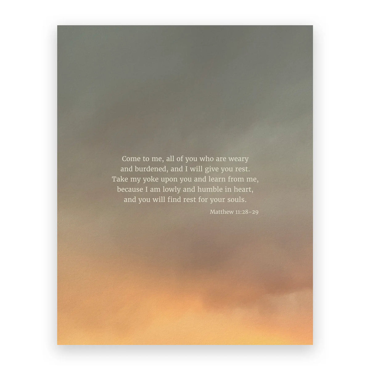 Matthew 11:28-29 CSB - Heaven & Nature Co. Scripture Print - 8x10 No Frame