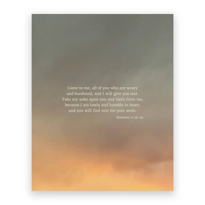 Matthew 11:28-29 CSB - Heaven & Nature Co. Scripture Print - 8x10 No Frame