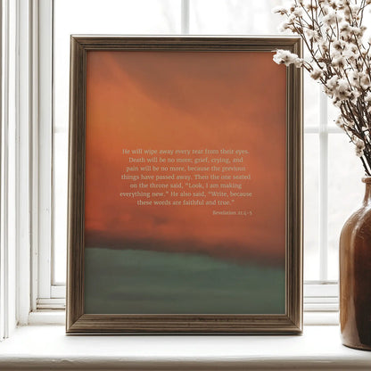 Revelation 21:4-5 CSB - Heaven & Nature Co. Scripture Print - Lifestyle