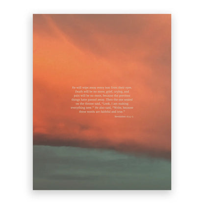 Revelation 21:4-5 CSB - Heaven & Nature Co. Scripture Print - 11x14 No Frame