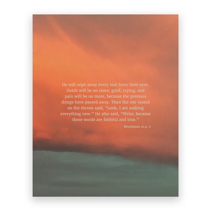 Revelation 21:4-5 CSB - Heaven & Nature Co. Scripture Print - 8x10 No Frame