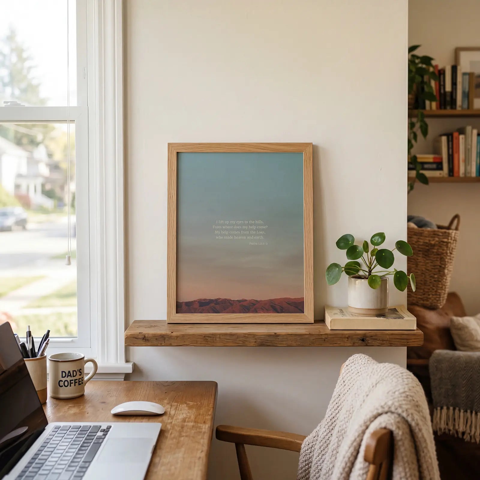 Psalm 121:1-2 ESV - Heaven & Nature Co. Scripture Print - Lifestyle