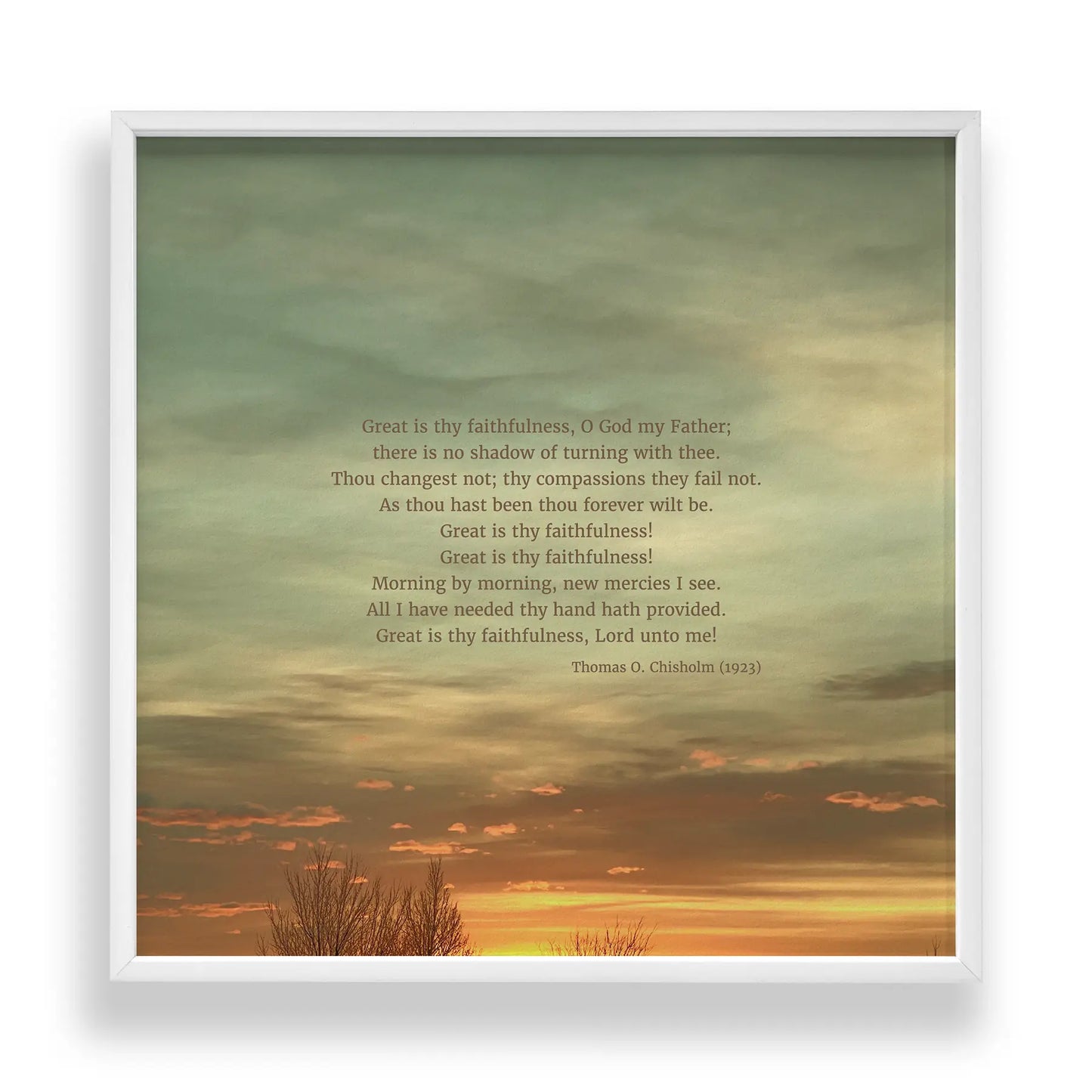 Great Is Thy Faithfulness - Heaven & Nature Co. Hymn Print - Standard 10x10 Frame Mockup