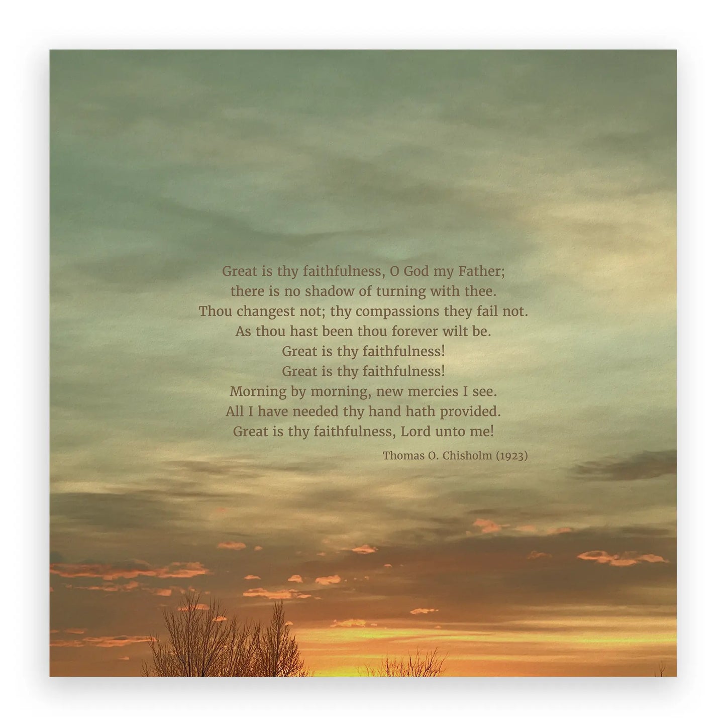 Great Is Thy Faithfulness Standard No Frame - Heaven & Nature Co. Hymn Print - 10x10 No Frame