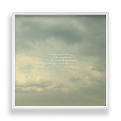 His Eye Is On The Sparrow - Heaven & Nature Co. Hymn Print - Standard 10x10 Frame Mockup