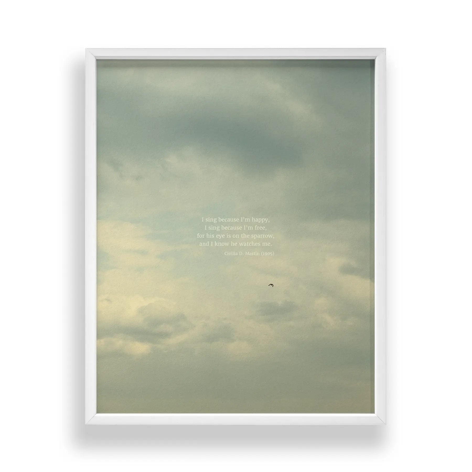 His Eye Is On The Sparrow - Heaven & Nature Co. Hymn Print - Standard 11x14 Frame Mockup