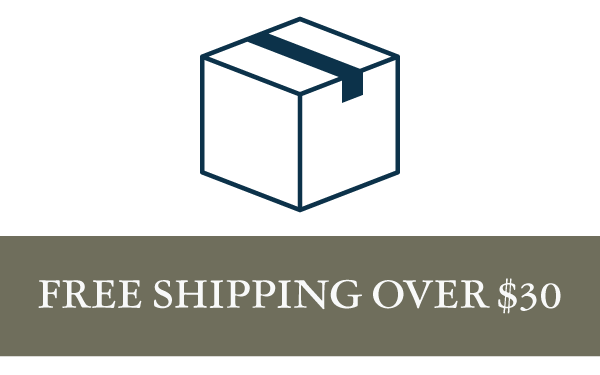 Free shipping over $30 offer with a box icon on a white background